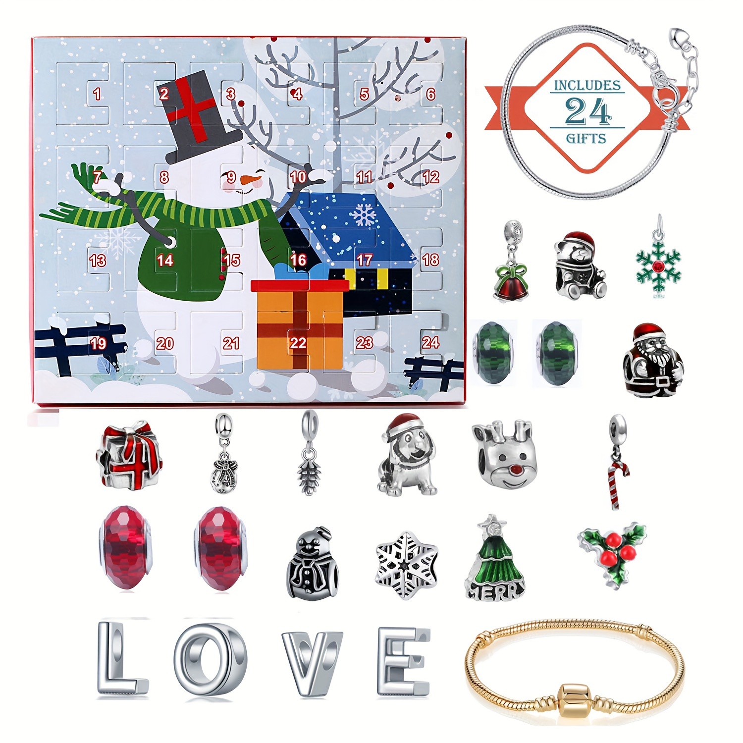 Jewelry Making With Resin - Snowman Christmas Advent Calendar Bracelet Set