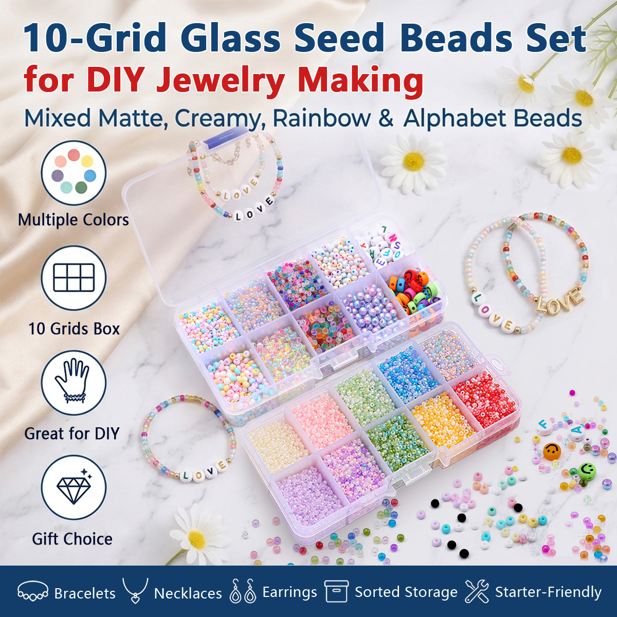 Jewelry Making Organizer - 2mm 3mm Glass Seed Beads Kit