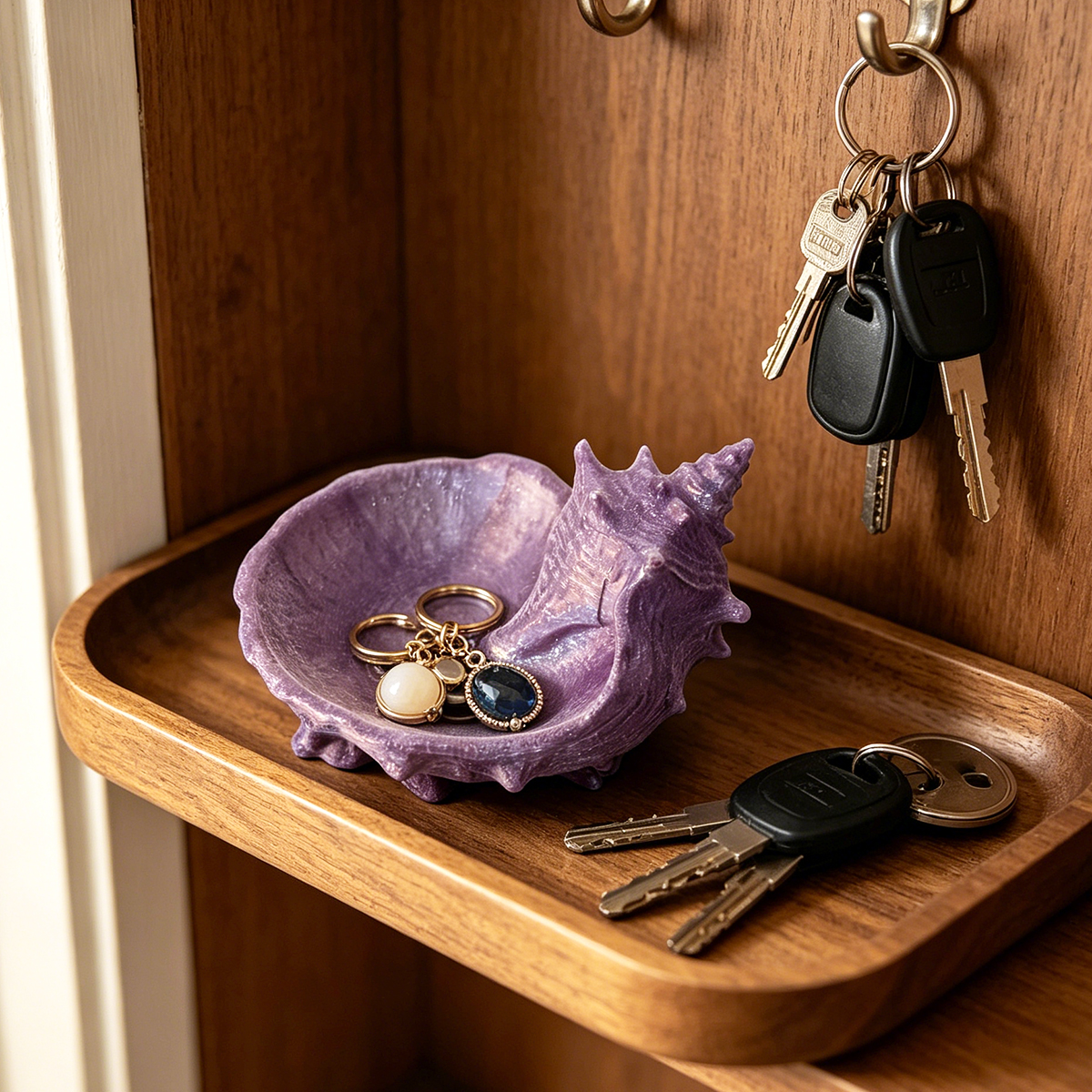 Jewelry Making Organizer - Pearlescent Purple Conch-Shaped Storage Tray, Home