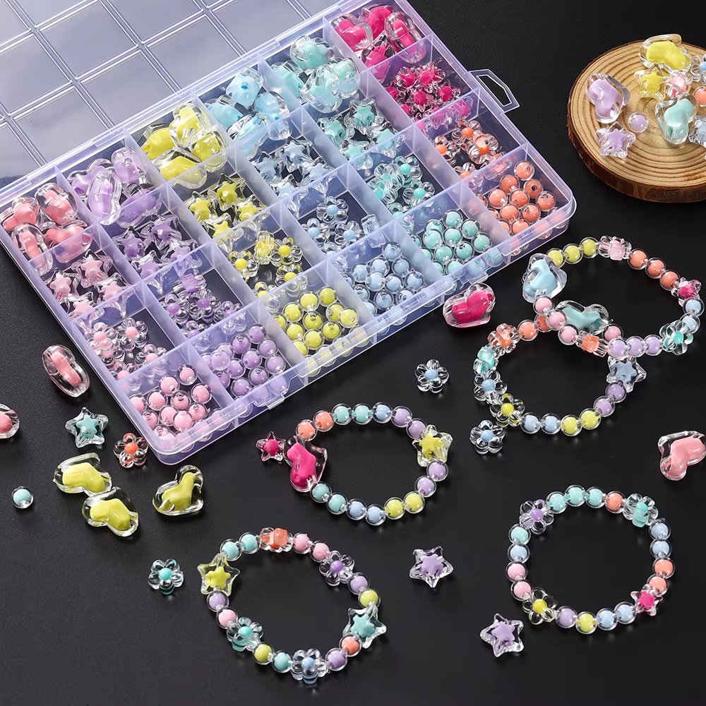 174pcs/Box Heart Acrylic Beads - Jewelry Making Kits For Kids avis et prix