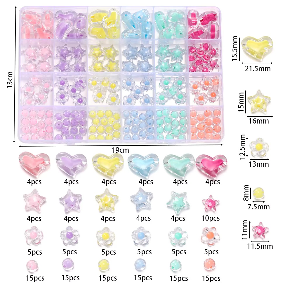174pcs/Box Heart Acrylic Beads - Jewelry Making Kits For Kids avis et prix