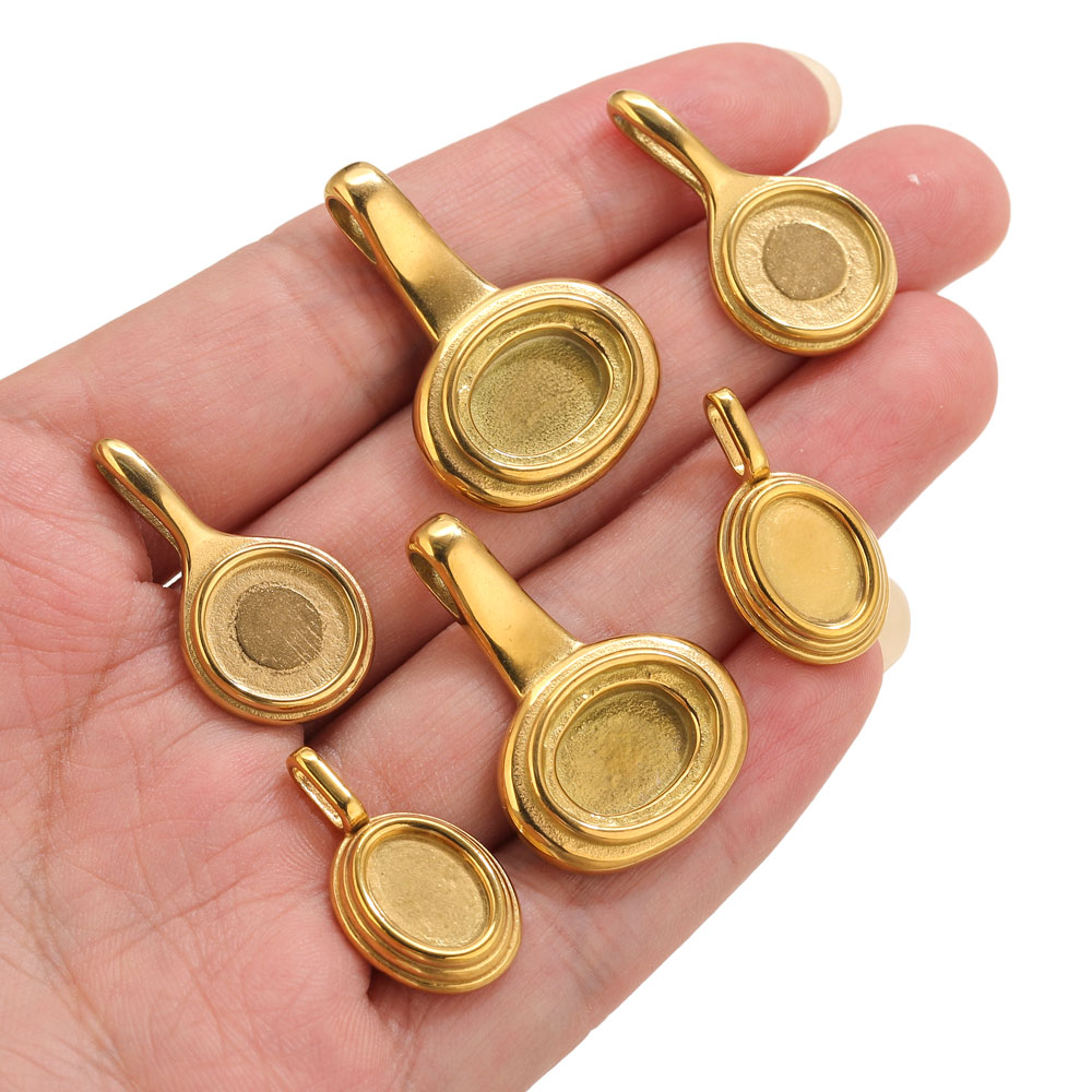 5pcs Stainless Steel Round Ova - Jewelry Making With Resin avis et prix