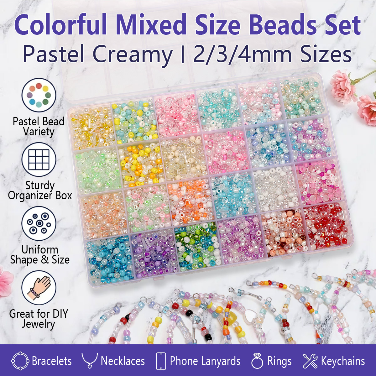 24 Grid Mixed Size Glass Seed  - Jewelry Making Tutorial avis et prix