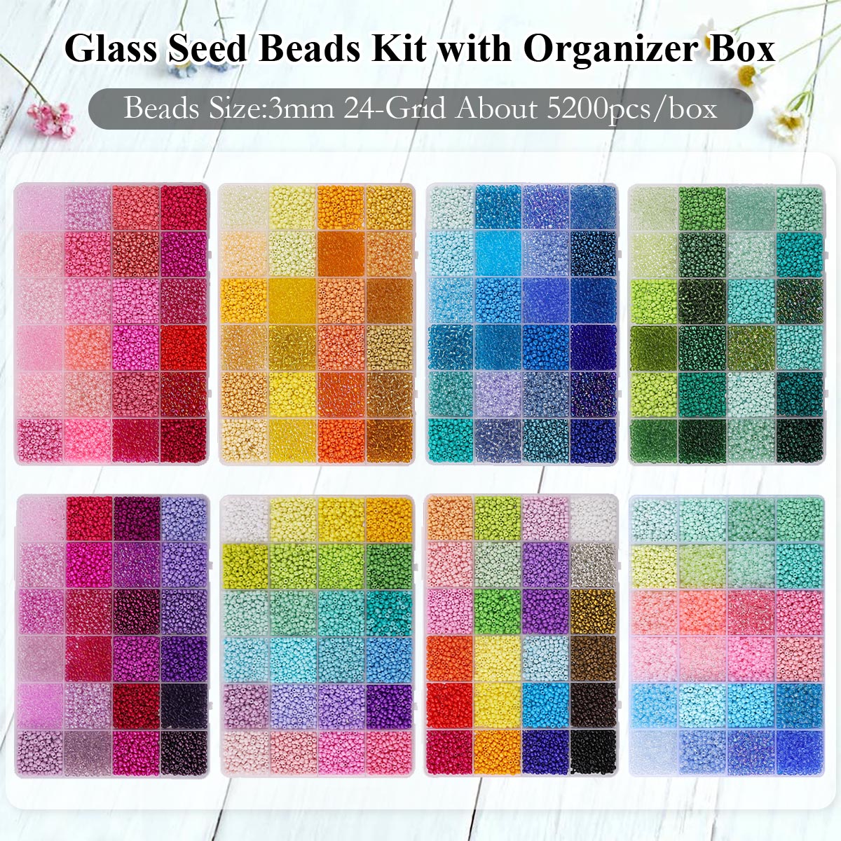 5200pcs 3mm Glass Seed Beads K - Jewelry Making Organizer avis et prix