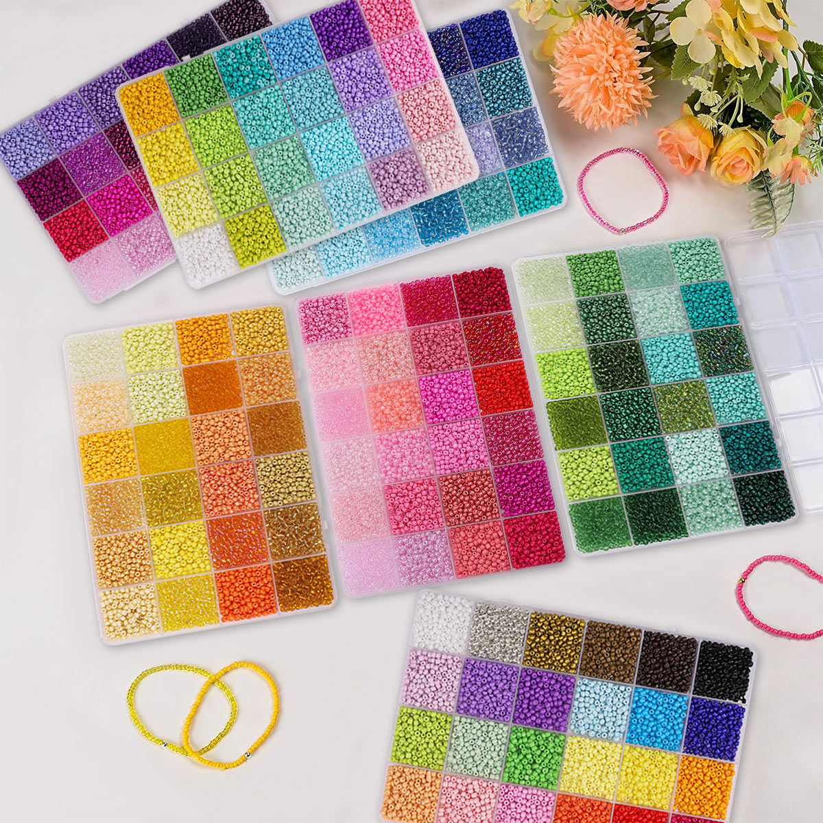 5200pcs 3mm Glass Seed Beads K - Jewelry Making Organizer avis et prix