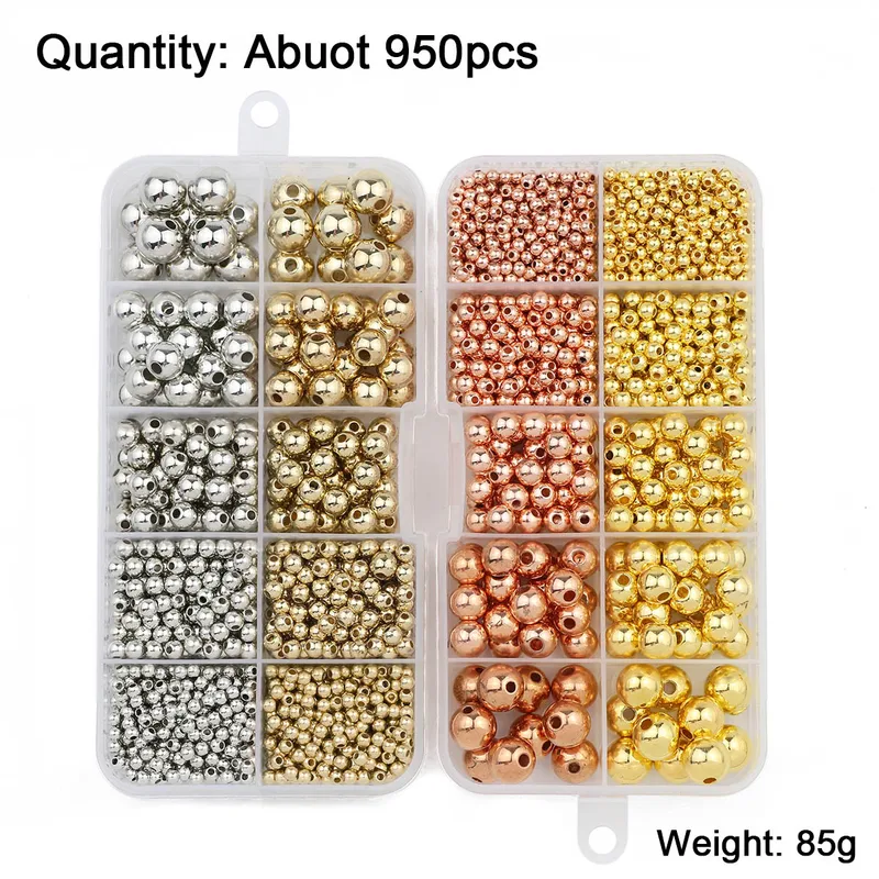 950PCS CCB 3/4/6/8/10MM Gold S - Jewelry Making Organizer avis et prix