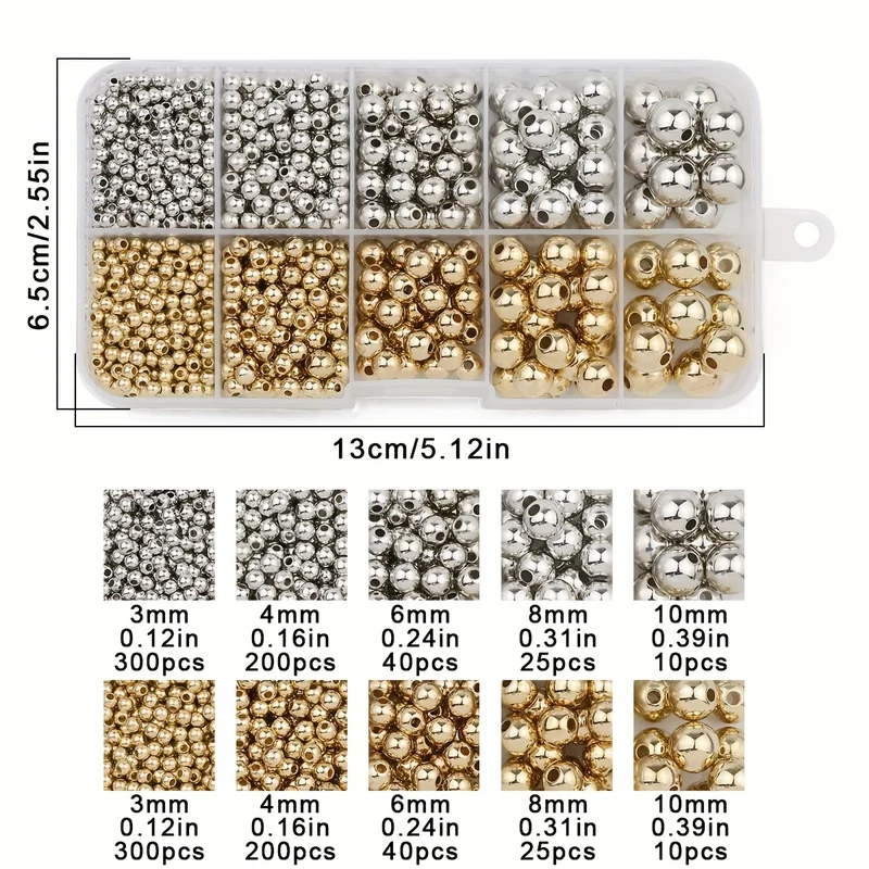 950PCS CCB 3/4/6/8/10MM Gold S - Jewelry Making Organizer avis et prix