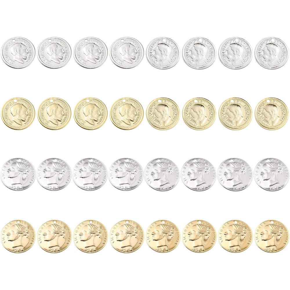 32Pcs 2 Styles Coin Charms 24K - Jewelry Making Victoria avis et prix