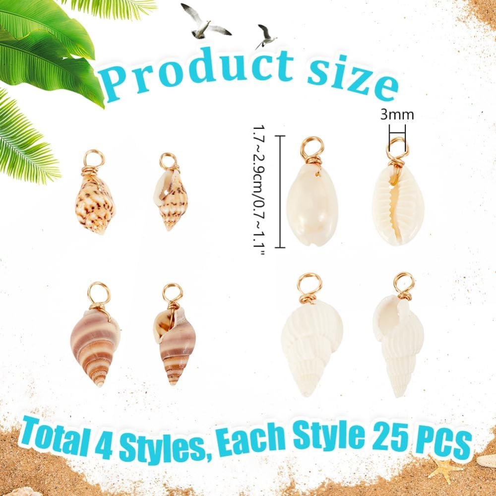 100pcs 4 Styles Natural Shell  - Jewelry Making Beginners avis et prix