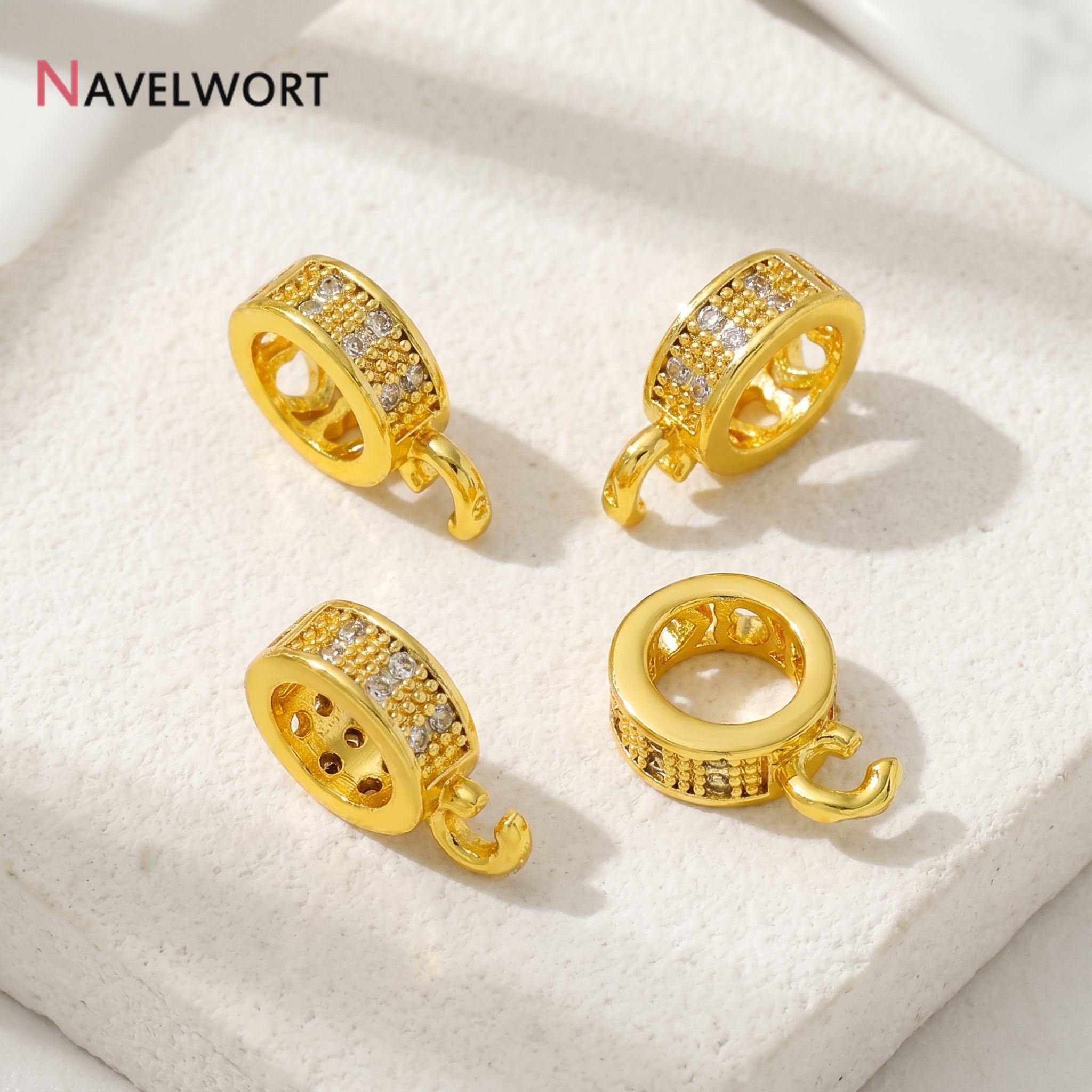 14K Gold Plated Inlaid Zircon  - Jewelry Making Metal avis et prix