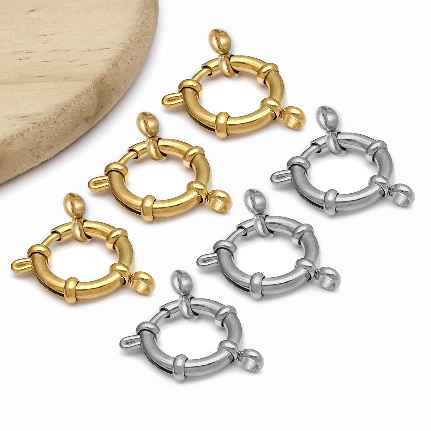 2pcs Stainless Steel Round Cla - Jewelry Making Necklaces avis et prix