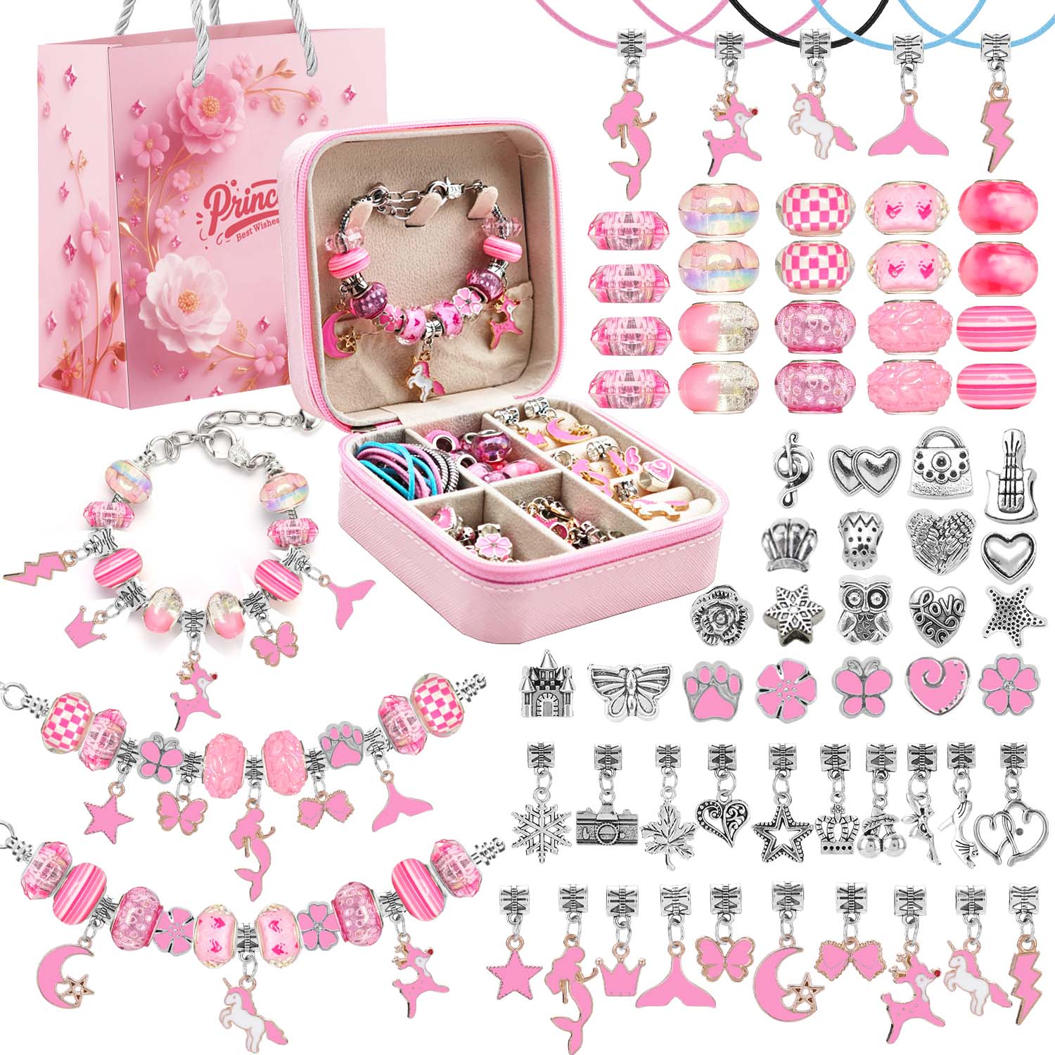 68pcs pink beaded jewelry set, - Jewelry Making Kits For Kids avis et prix