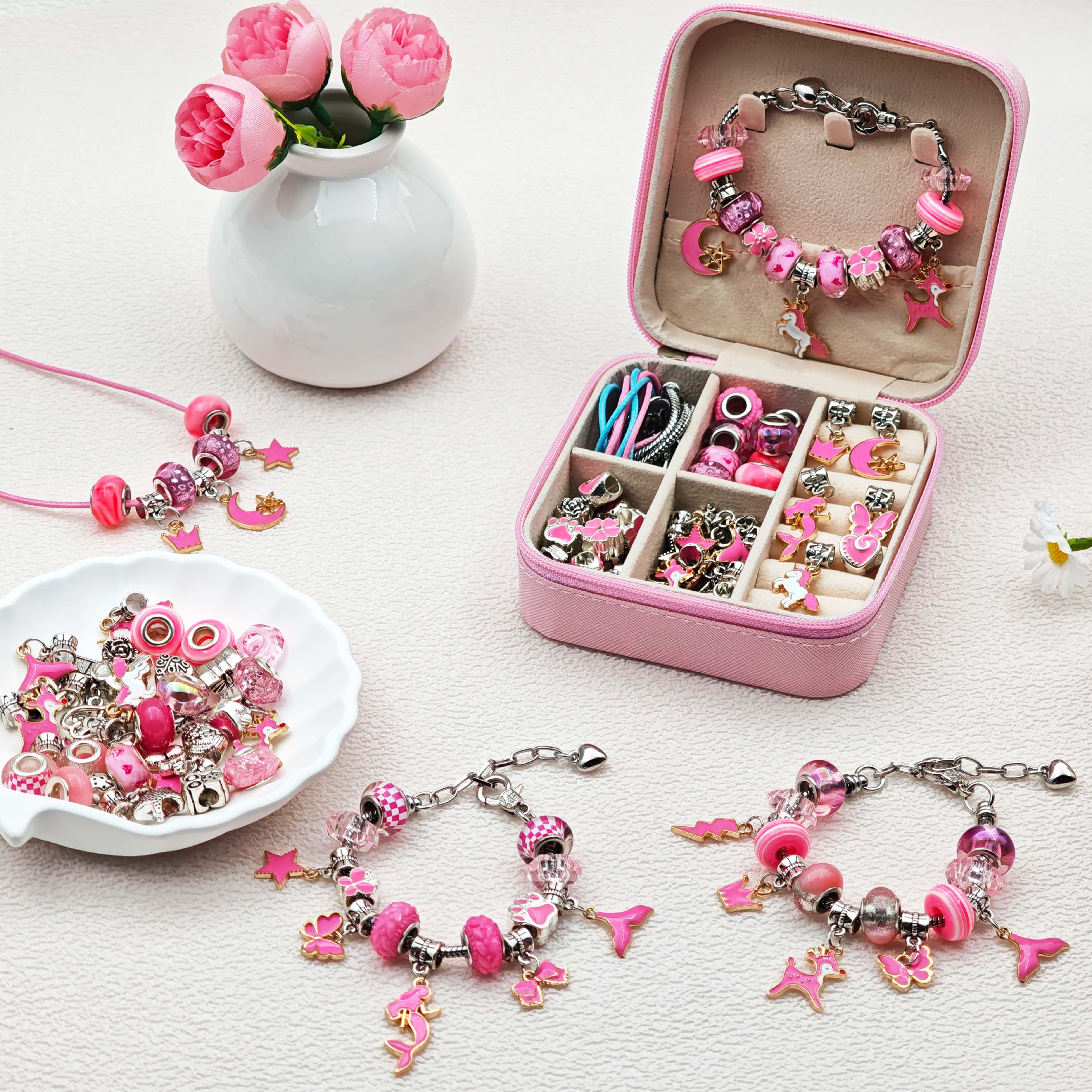 68pcs pink beaded jewelry set, - Jewelry Making Kits For Kids avis et prix
