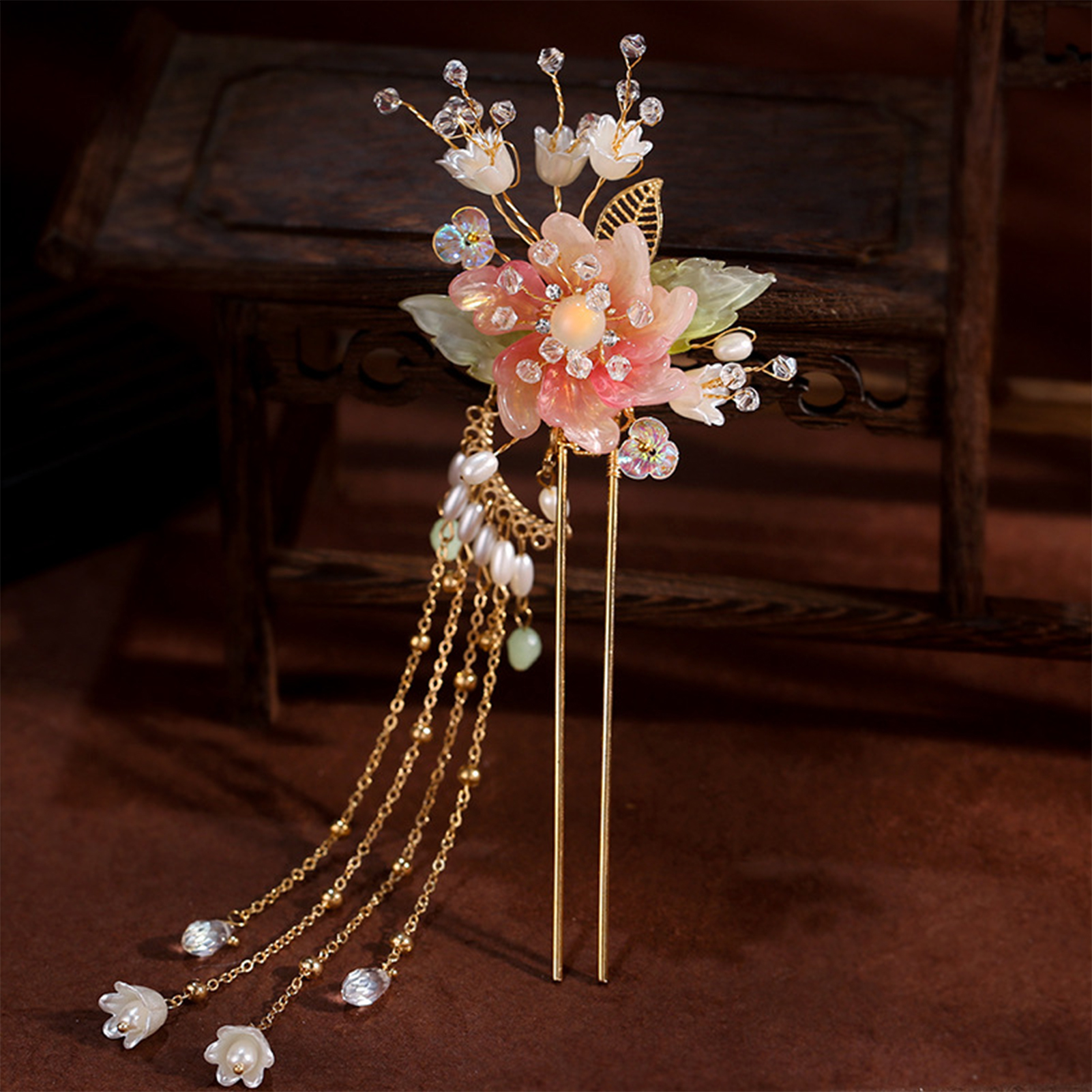 Elegant Pink Flower Hair Pin U - Jewelry Making With Beads avis et prix