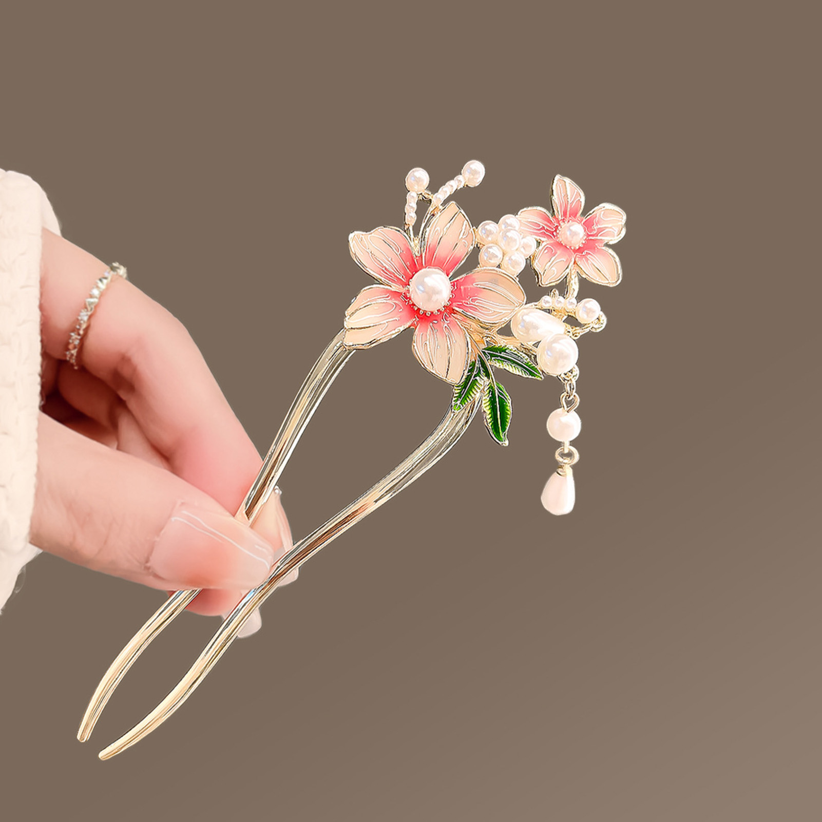 Elegant Pink Flower Hair Pin U - Jewelry Making With Beads avis et prix