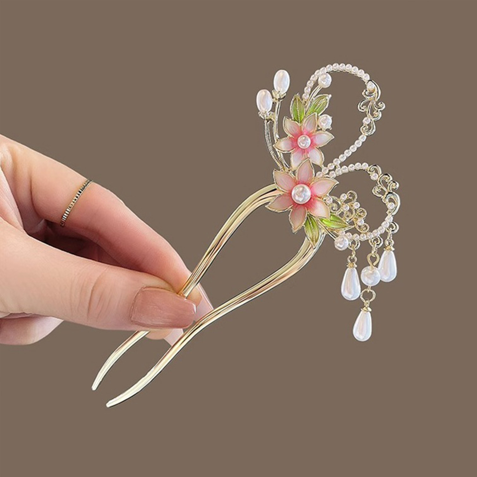 Elegant Pink Flower Hair Pin U - Jewelry Making With Beads avis et prix