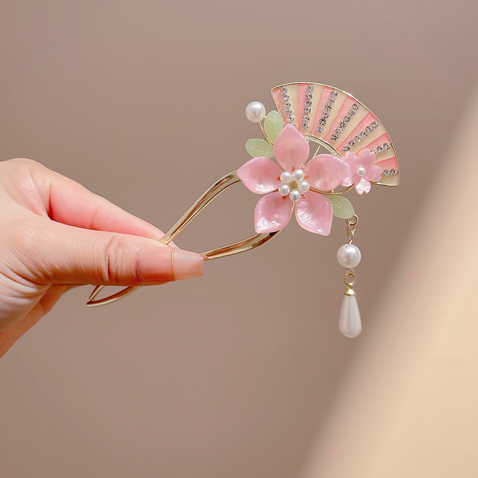 Elegant Pink Flower Hair Pin U - Jewelry Making With Beads avis et prix